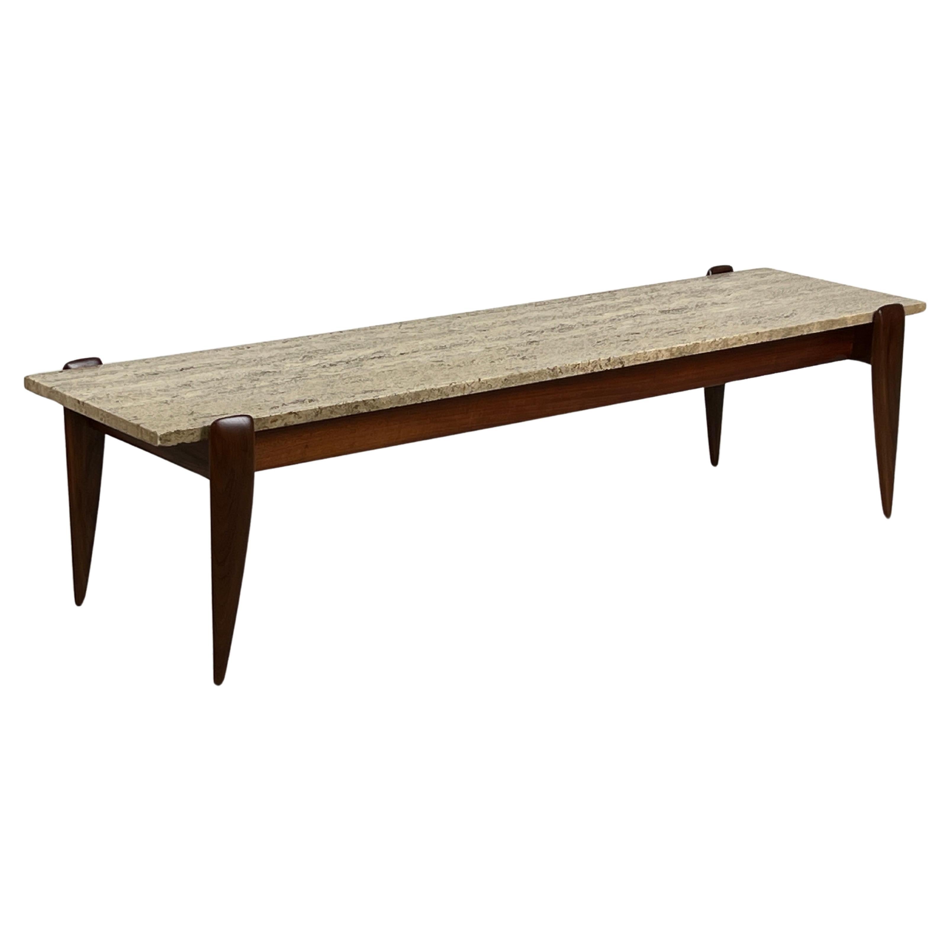 Gio Ponti for Singer & Sons Travertine Top Coffee Table  For Sale
