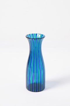 Gio Ponti for Venini — “A Canne” Glass Bottle Vase in Blue and Green 1950s