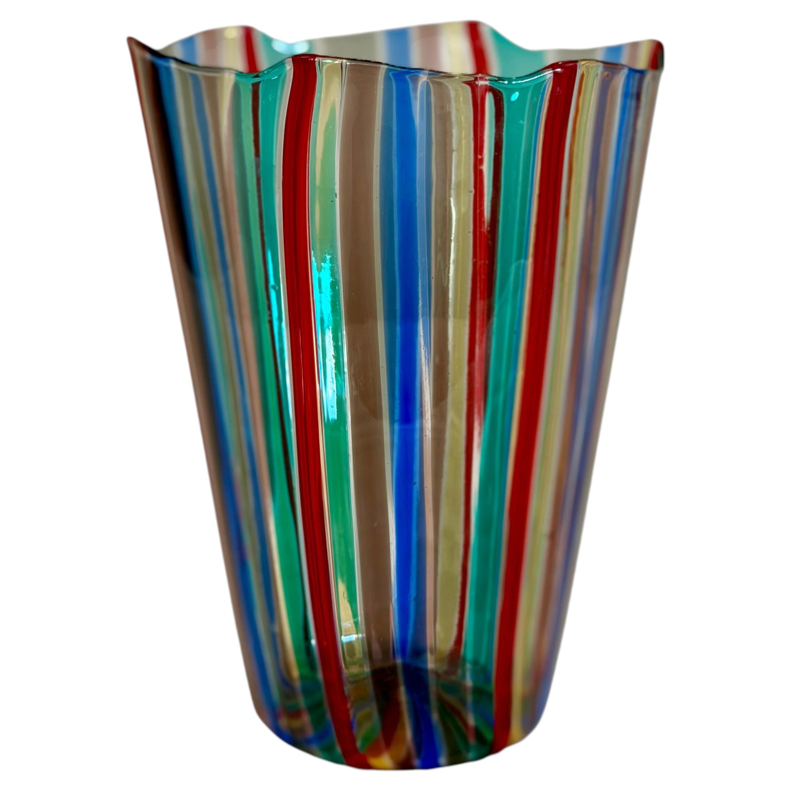 Gio Ponti for Venini, A Canne Polychrome Vase, Murano, circa 1950s