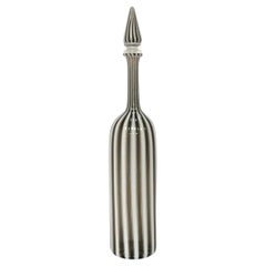 Gio Ponti para Venini Morandiane Botella de cristal de Murano con tapón, Firmada