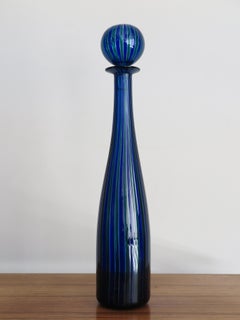 Gio Ponti pour Venini Série "Morandiane" Bouteille en verre bleu et vert:: 2004