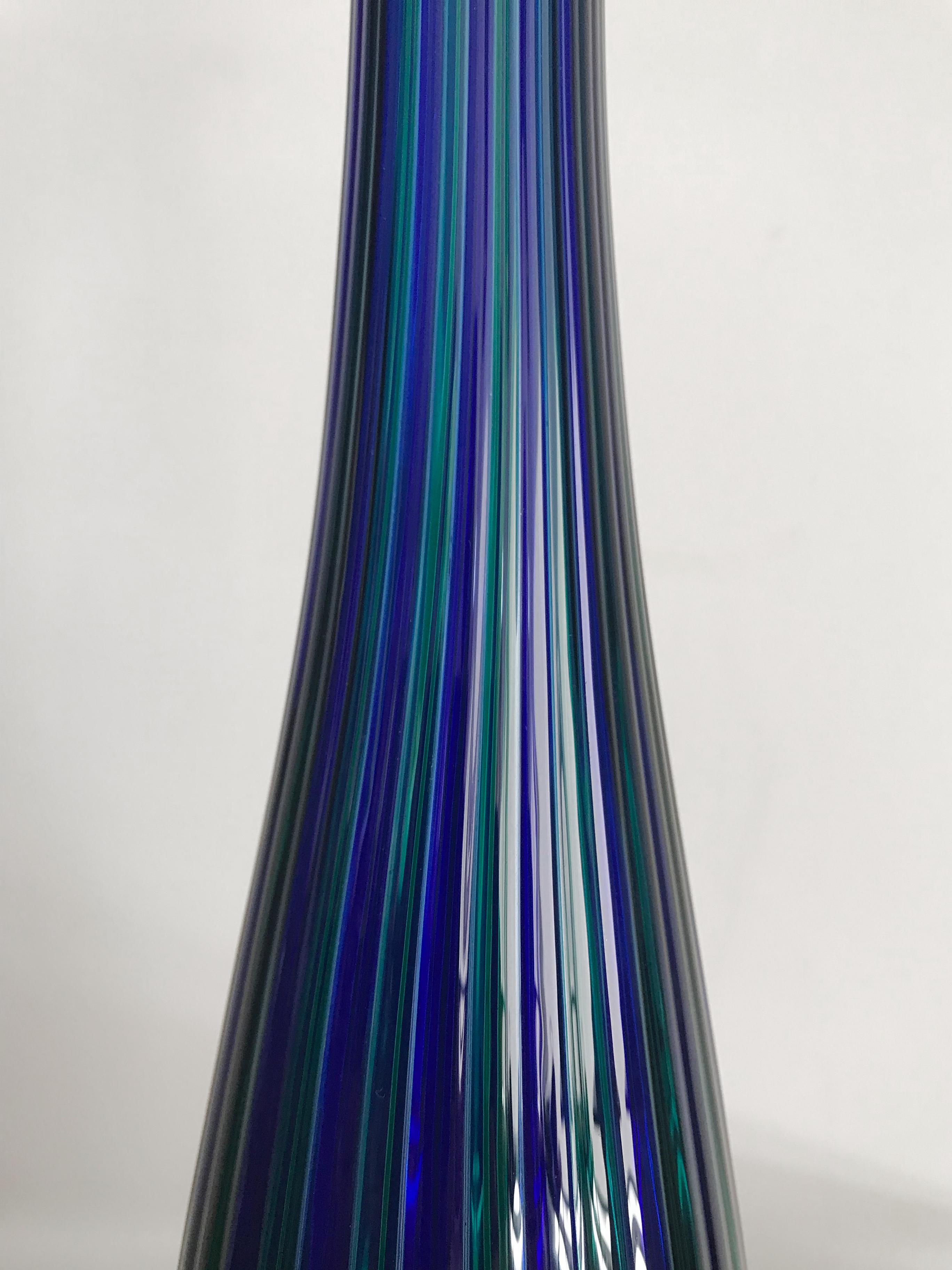 Gio Ponti for Venini Serie “Morandiane” Blue and Green Glass Bottle, 2004 In Excellent Condition In Reggio Emilia, IT