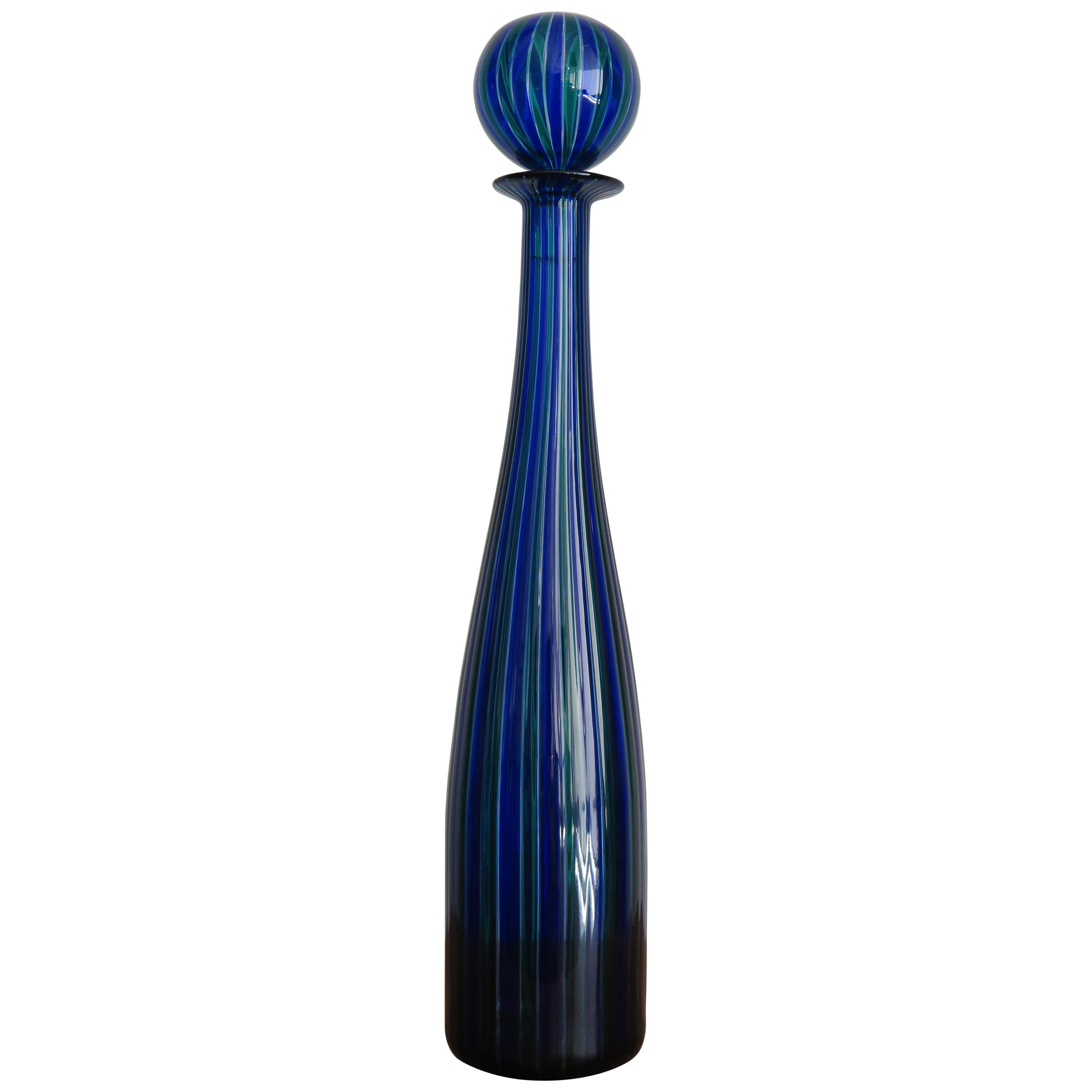 Gio Ponti for Venini Serie “Morandiane” Blue and Green Glass Bottle, 2004
