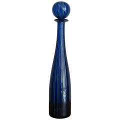 Gio Ponti für Venini Serie "Morandiane" Blaue und grüne Glasflasche:: 2004