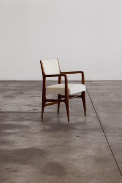 Gio Ponti & Fornasetti "110" Stuhl für Cassina, weißer Samt, 1953