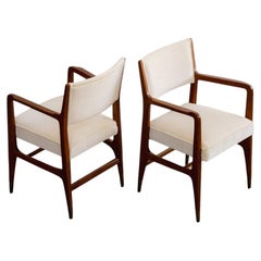 Gio Ponti & Fornasetti Sillas "110" para Cassina, terciopelo blanco, 1953, set de 2