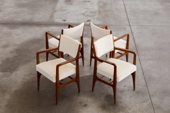 Gio Ponti & Fornasetti "110" Stühle für Cassina, Weißer Samt, 1953, 4er Set