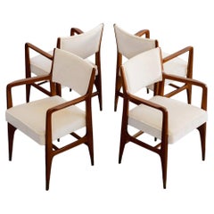 Gio Ponti & Fornasetti Sillas "110" para Cassina, terciopelo blanco, 1953, set de 4