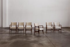 Gio Ponti & Fornasetti "110" Stühle für Cassina, Weißer Samt, 1953, 6-teilig