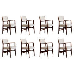 Sedie “110” di Gio Ponti e Fornasetti per Cassina, in velluto bianco, 1953, set da 8