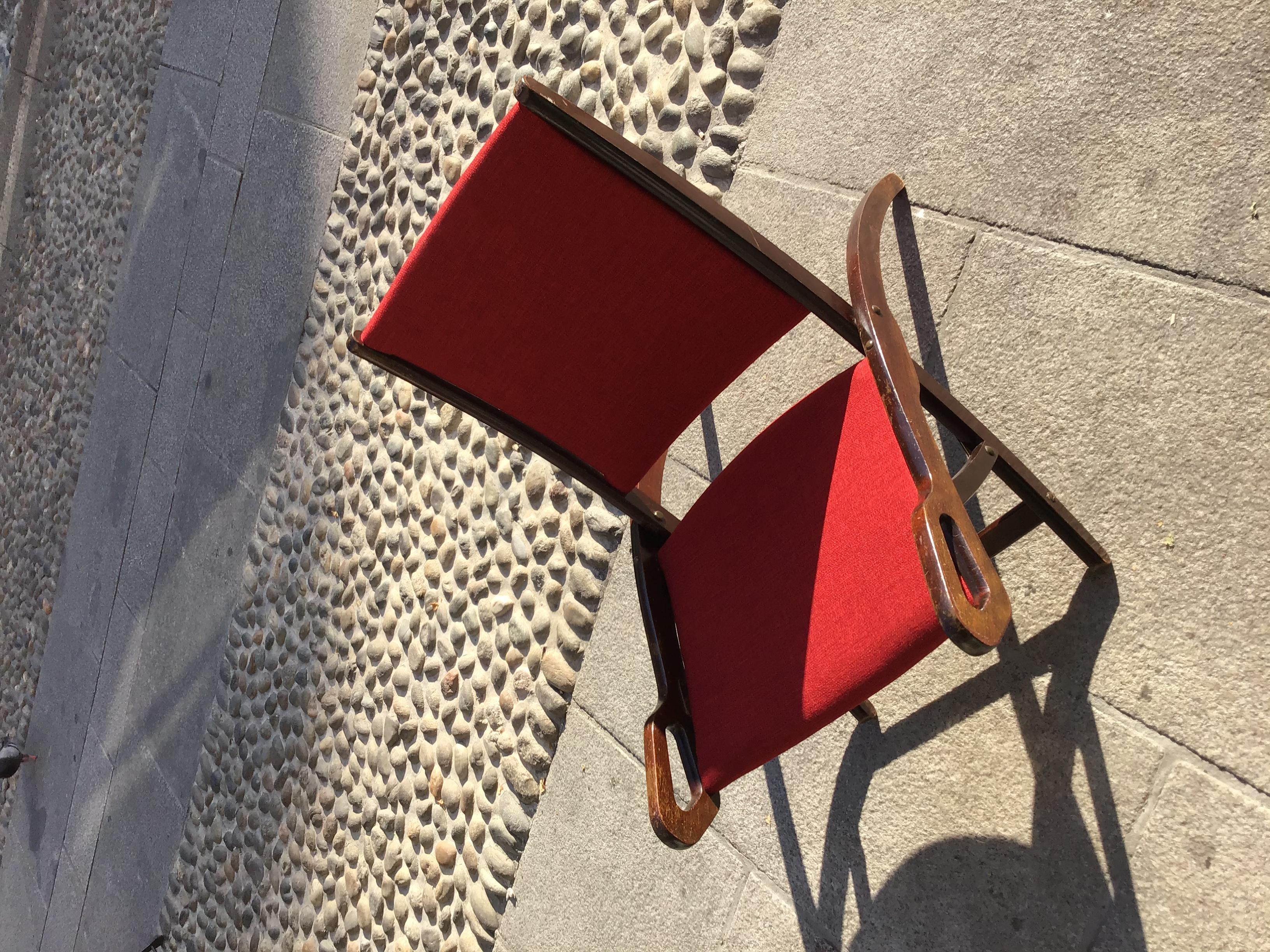 Gio’ Ponti FR” Armchair Wood Brass Upholstered Seat and Back, 1960, Italy For Sale 7