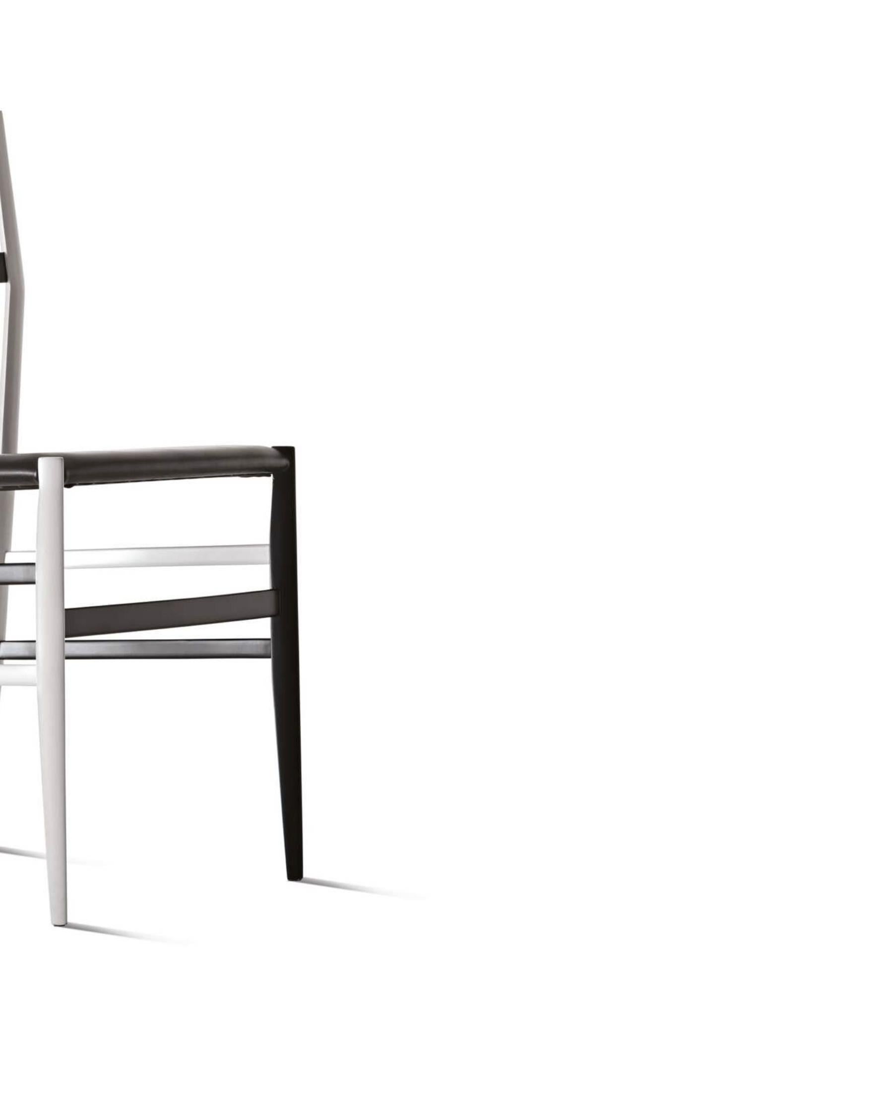 Rattan Gio Ponti Frassino Tinto Black & White Aswood Superleggera Chair For Cassina For Sale