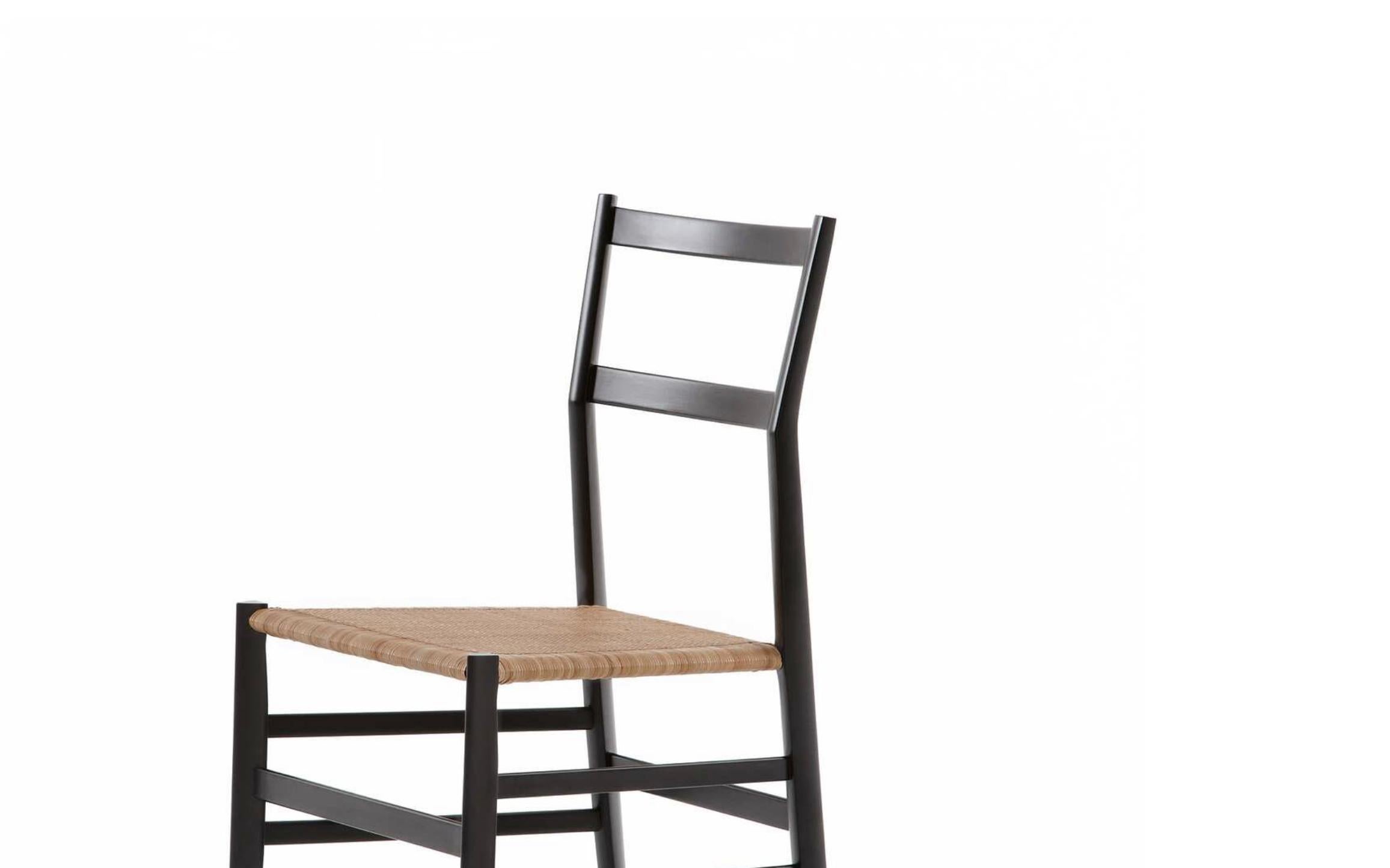 Contemporary Gio Ponti Frassino Tinto Nero Aswood Superleggera Chair For Cassina For Sale