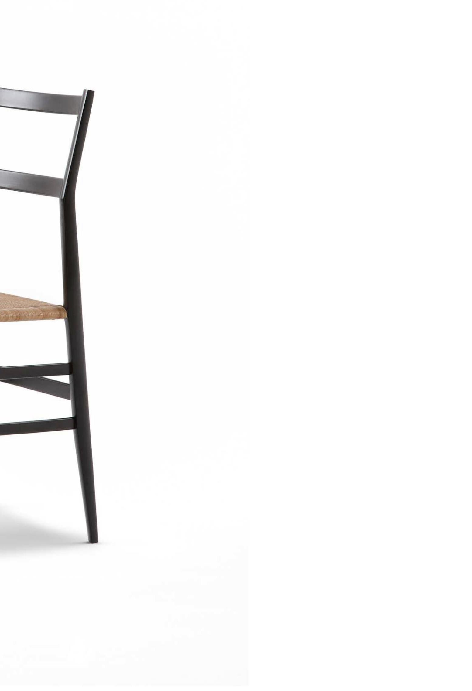 Gio Ponti Frassino Tinto Nero Aswood Superleggera Chair For Cassina For Sale 1