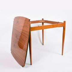 Gio Ponti Mansonia Walnut Wood Italian Game Table with Green Felt Top, 1958