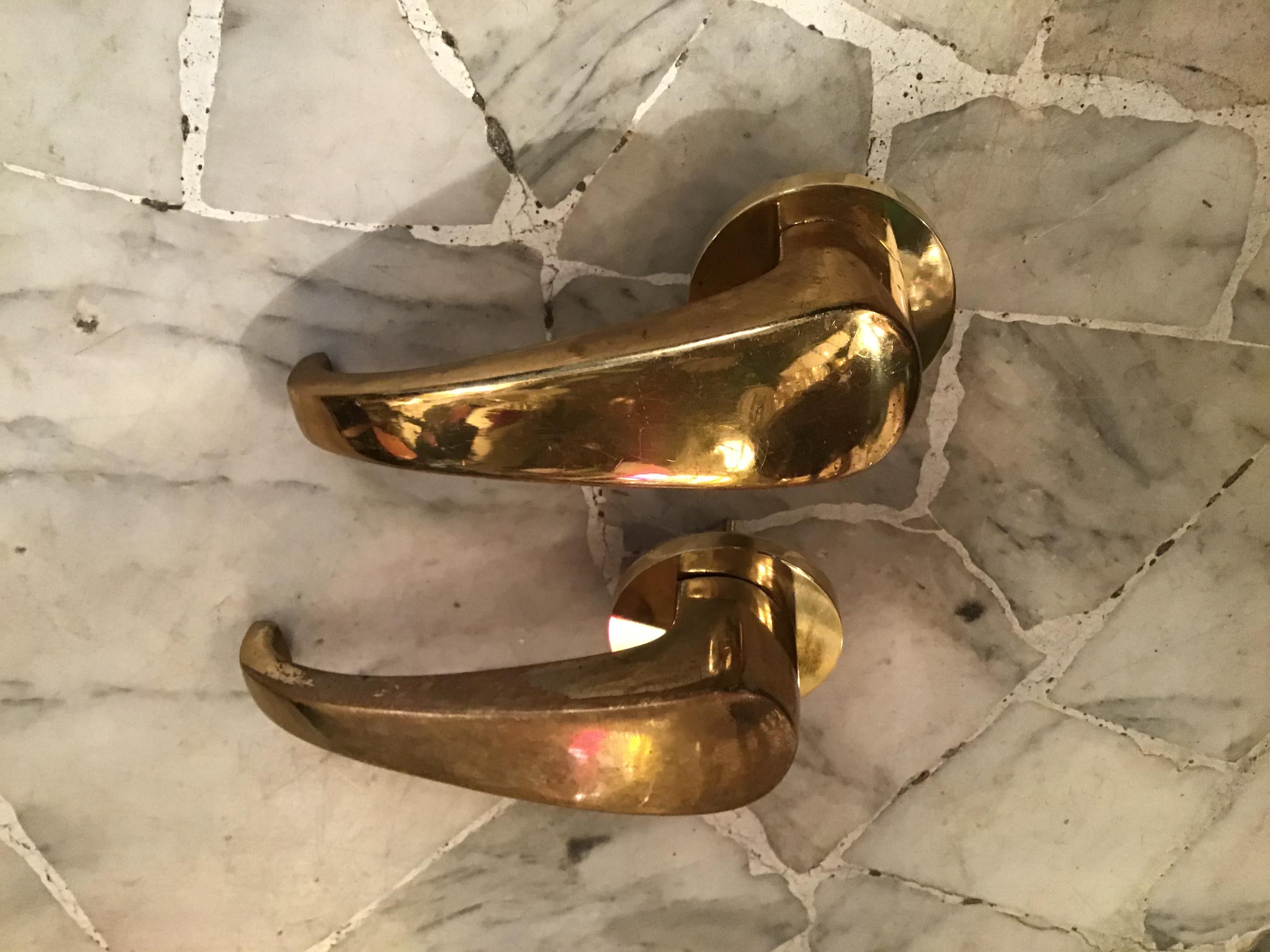 Mid-Century moderno Maniglie Gio' Ponti in ottone, 1950, Italia in vendita
