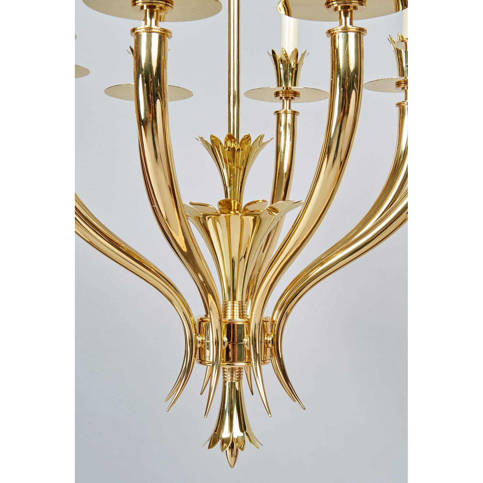 Gio Ponti: Important Geometric 8-Arm Chandelier in Polished Brass, Italy 1930s For Sale 2