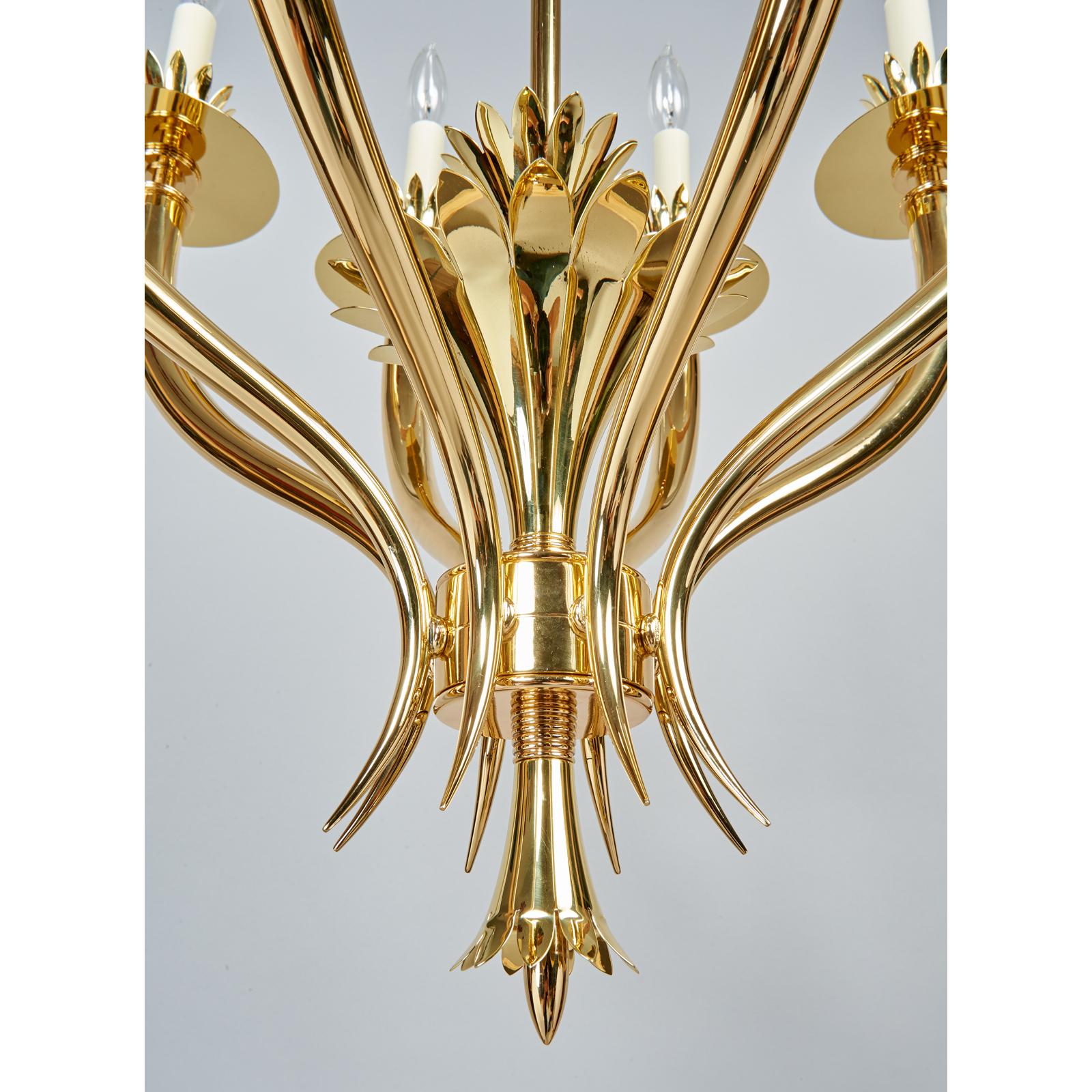 Gio Ponti: Important Geometric 8-Arm Chandelier in Polished Brass, Italy 1930s For Sale 3