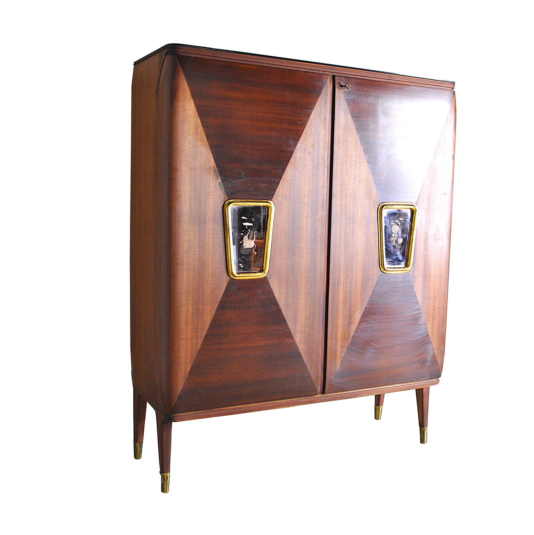 Mid-Century Modern Gio Ponti in the Style Cabinet Bar Late 40
