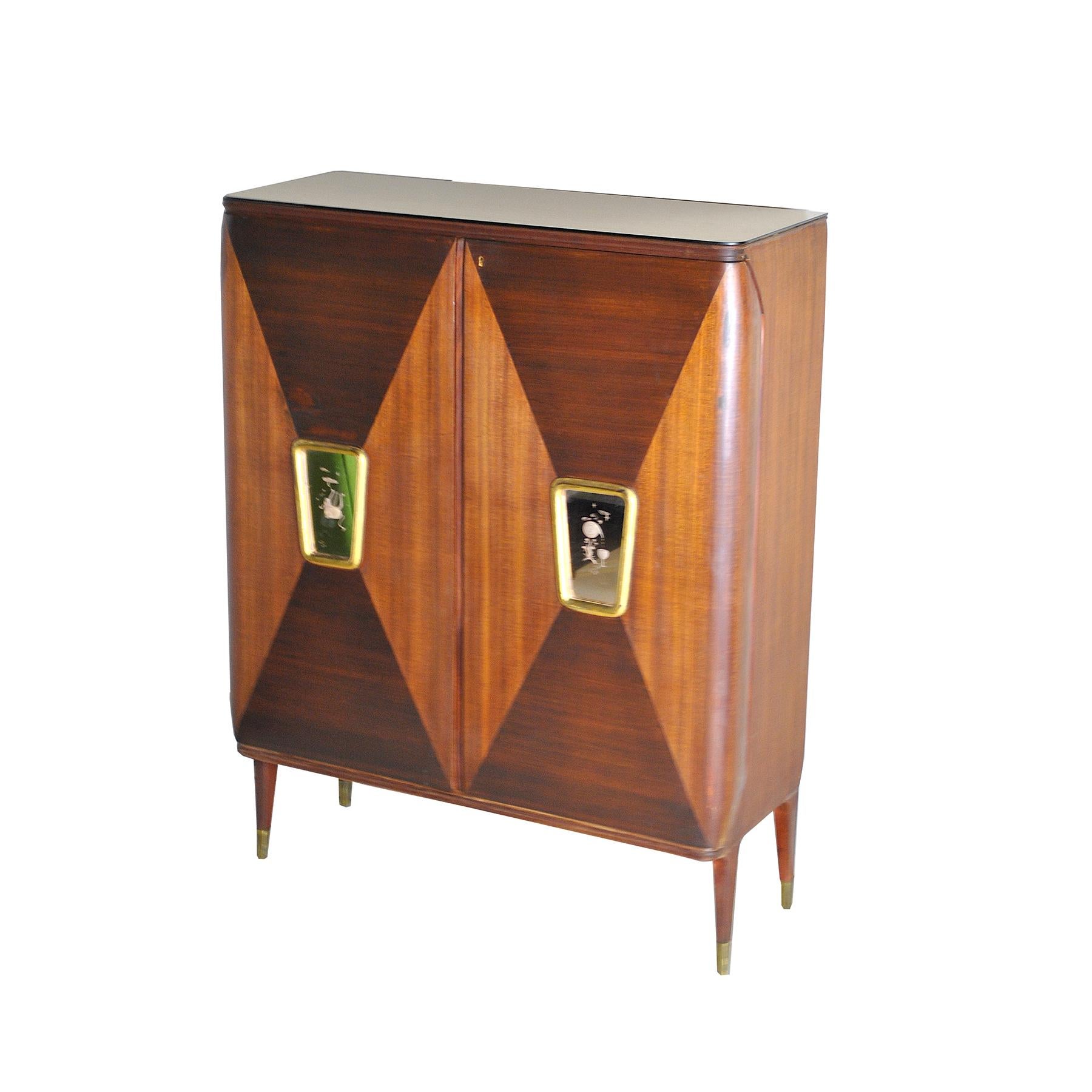 Brass Gio Ponti in the Style Cabinet Bar Late 40