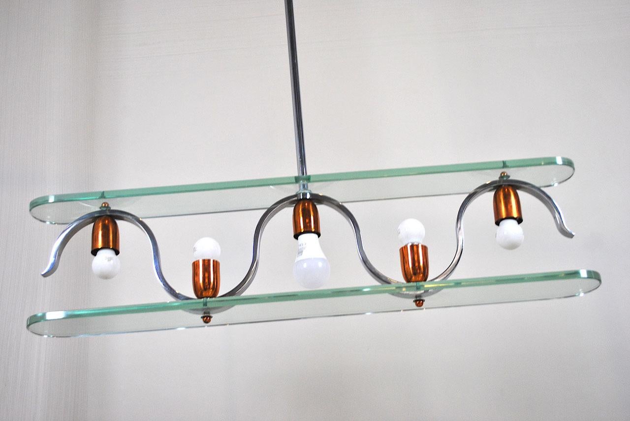 Rame Lampadario in stile Gio Ponti della fine degli anni '50 in vendita