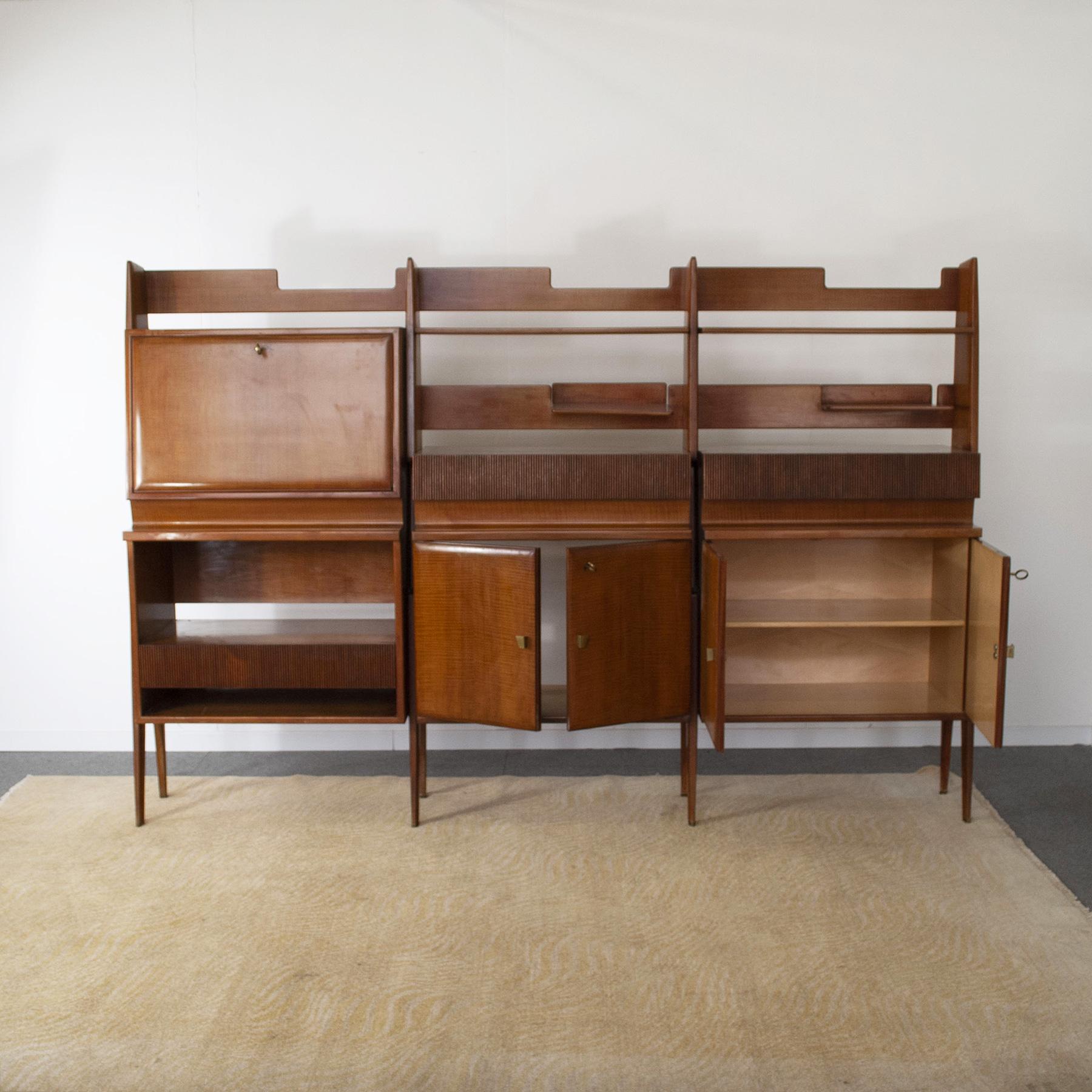Mid-20th Century Gio Ponti in the Style Italian Mid Century Bookcase 50's For Sale