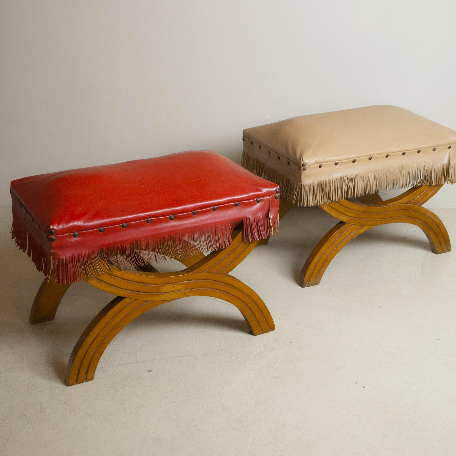 Italian Gio Ponti in the Style Pair of Wooden Stools from the 1960s For Sale