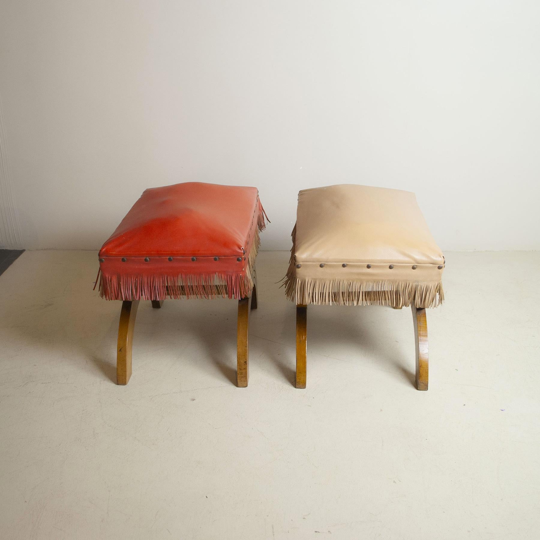 Mid-20th Century Gio Ponti in the Style Pair of Wooden Stools from the 1960s For Sale
