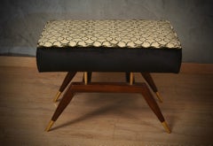 Gio Ponti in the Style, Ottoman et Pouf Art Déco en laiton et bois de Beeche