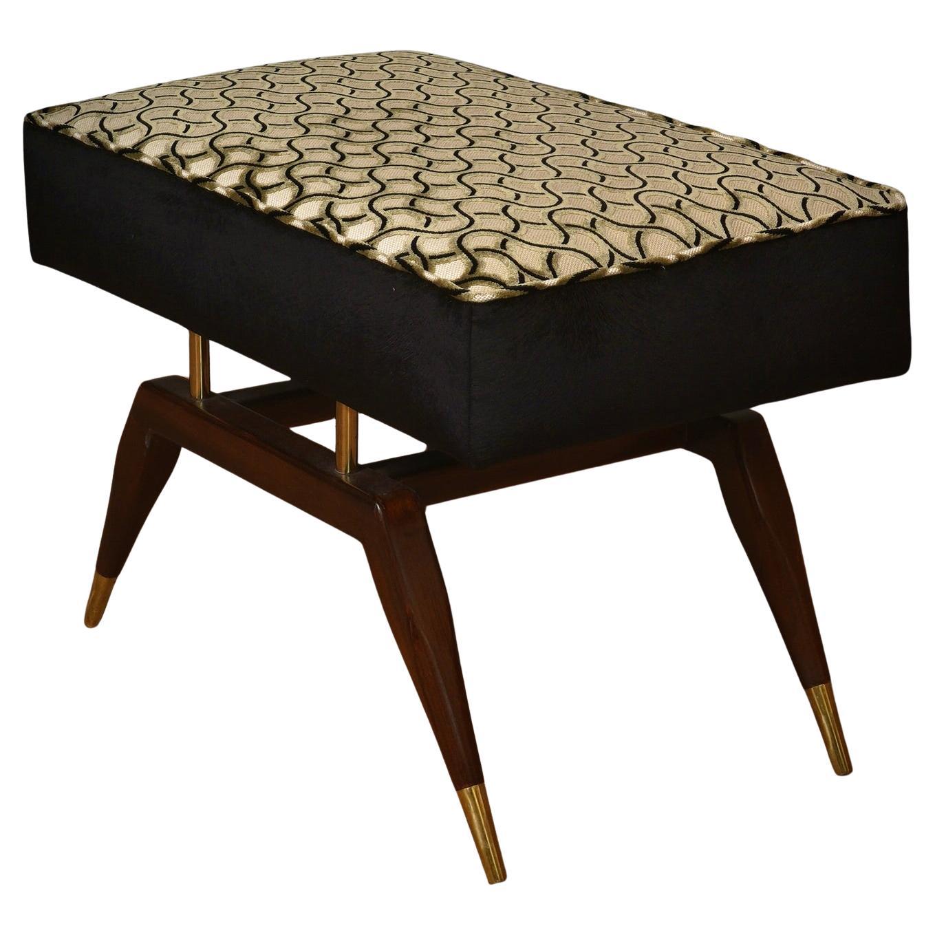 Gio Ponti in stile, ottomana e pouf Art Deco in velluto, ottone e legno di faggio in vendita