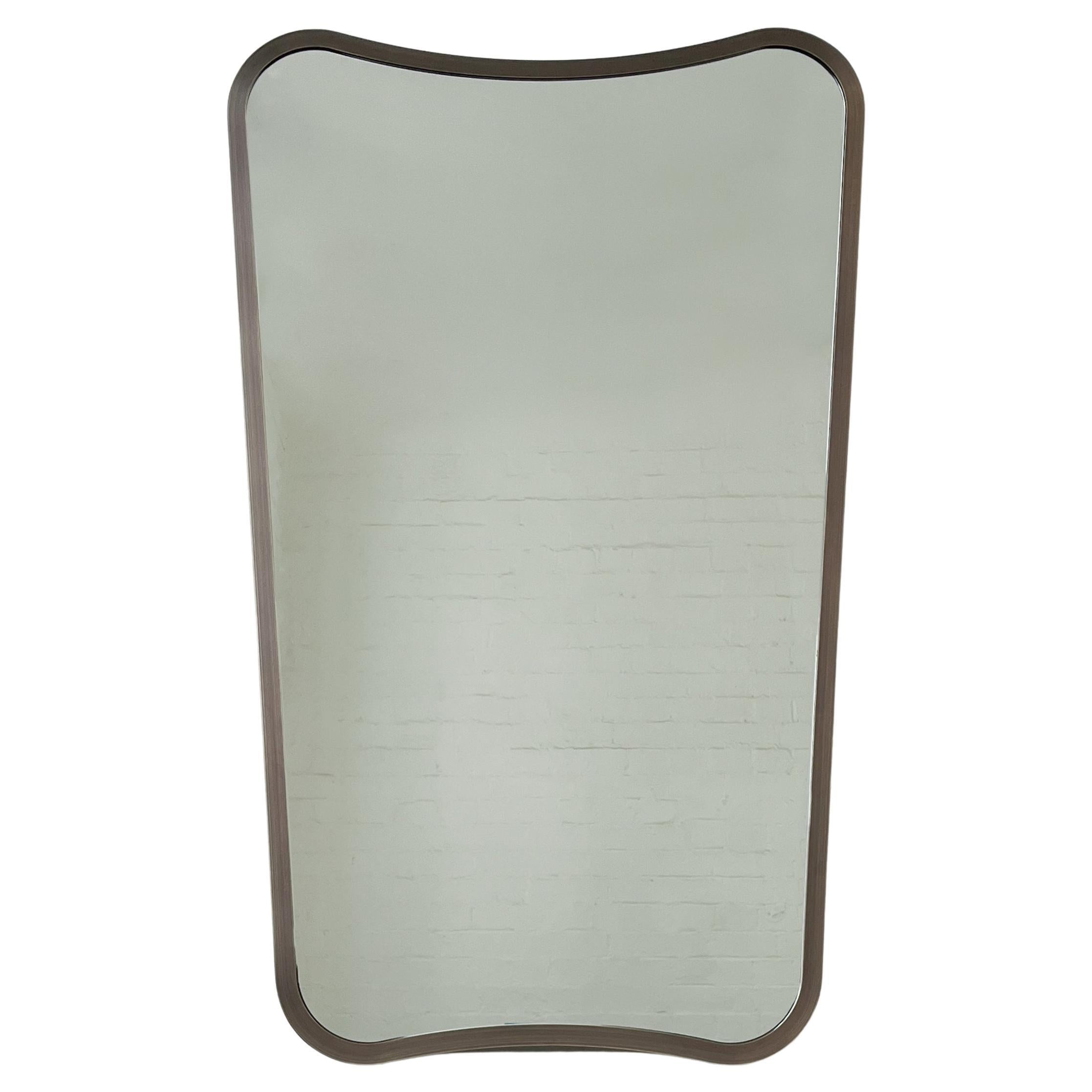 Miroir mural de forme libre inspiré de Gio Ponti, cadre patiné bronze, Vintage N.2
