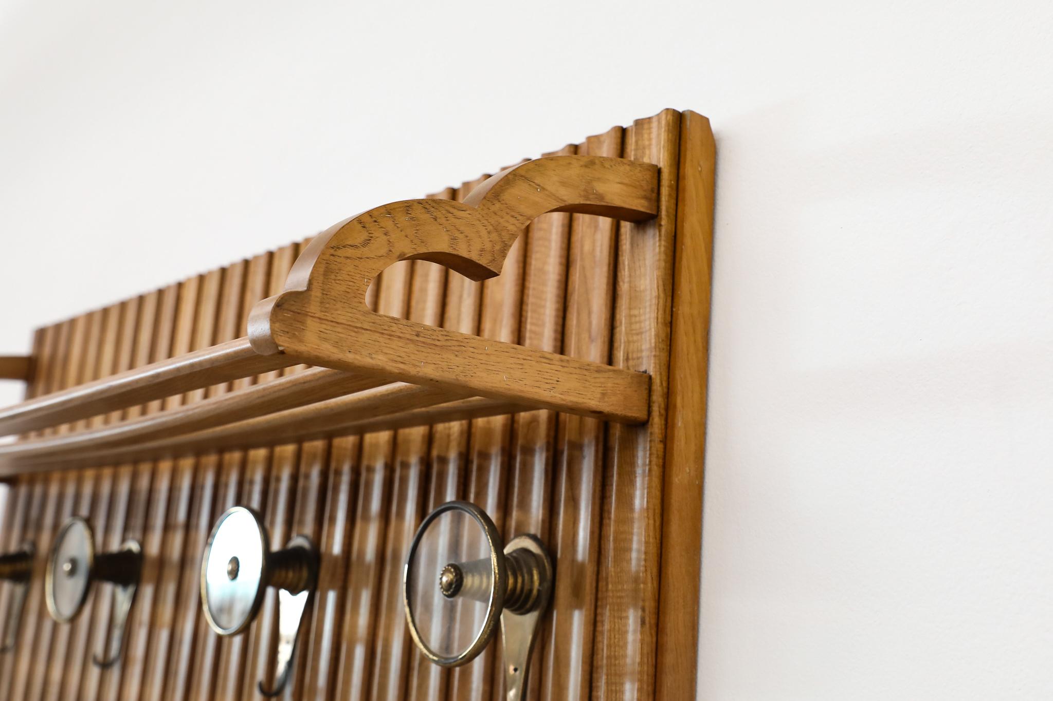 Gio Ponti Inspired Hallway Rack with Hooks and Umbrella Tray For Sale 4