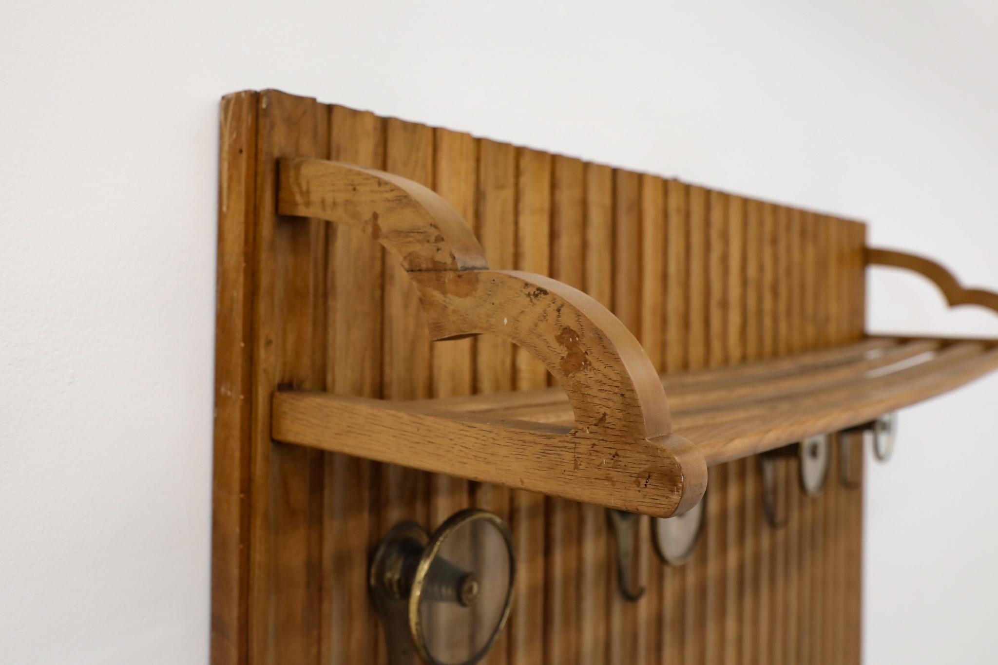 Gio Ponti Inspired Hallway Rack with Hooks and Umbrella Tray For Sale 2