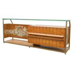 Von Gio Ponti inspirierte italienische Konsole mit Glasplatte von La Permanente Mobili Cantu