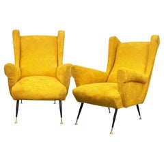 Paire de chaises longues contemporaines inspirées par Gio Ponti
