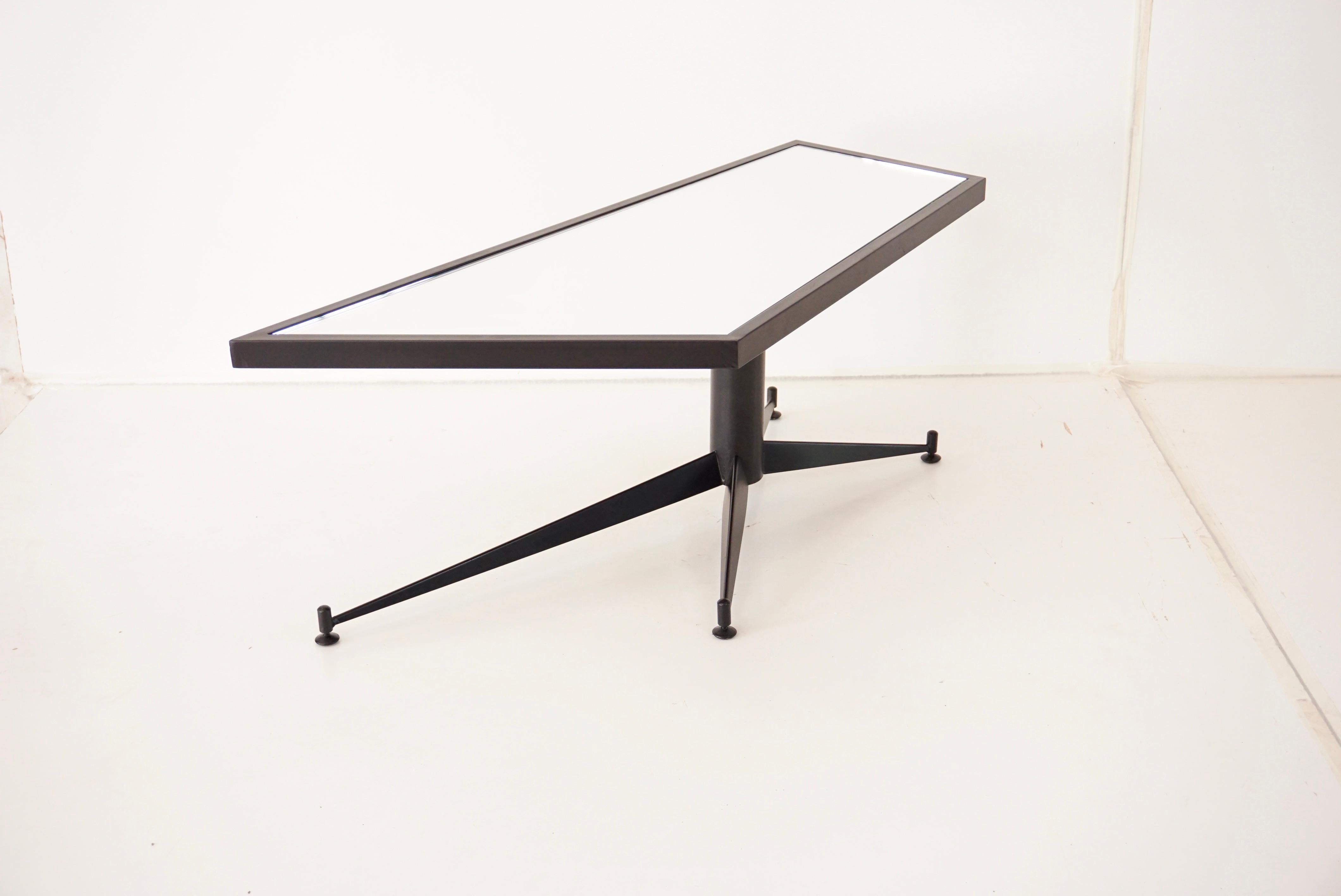 Gio Ponti Irregular, Asymmetrical Black Mirrored Low Coffee Table, RIMA 1955 1