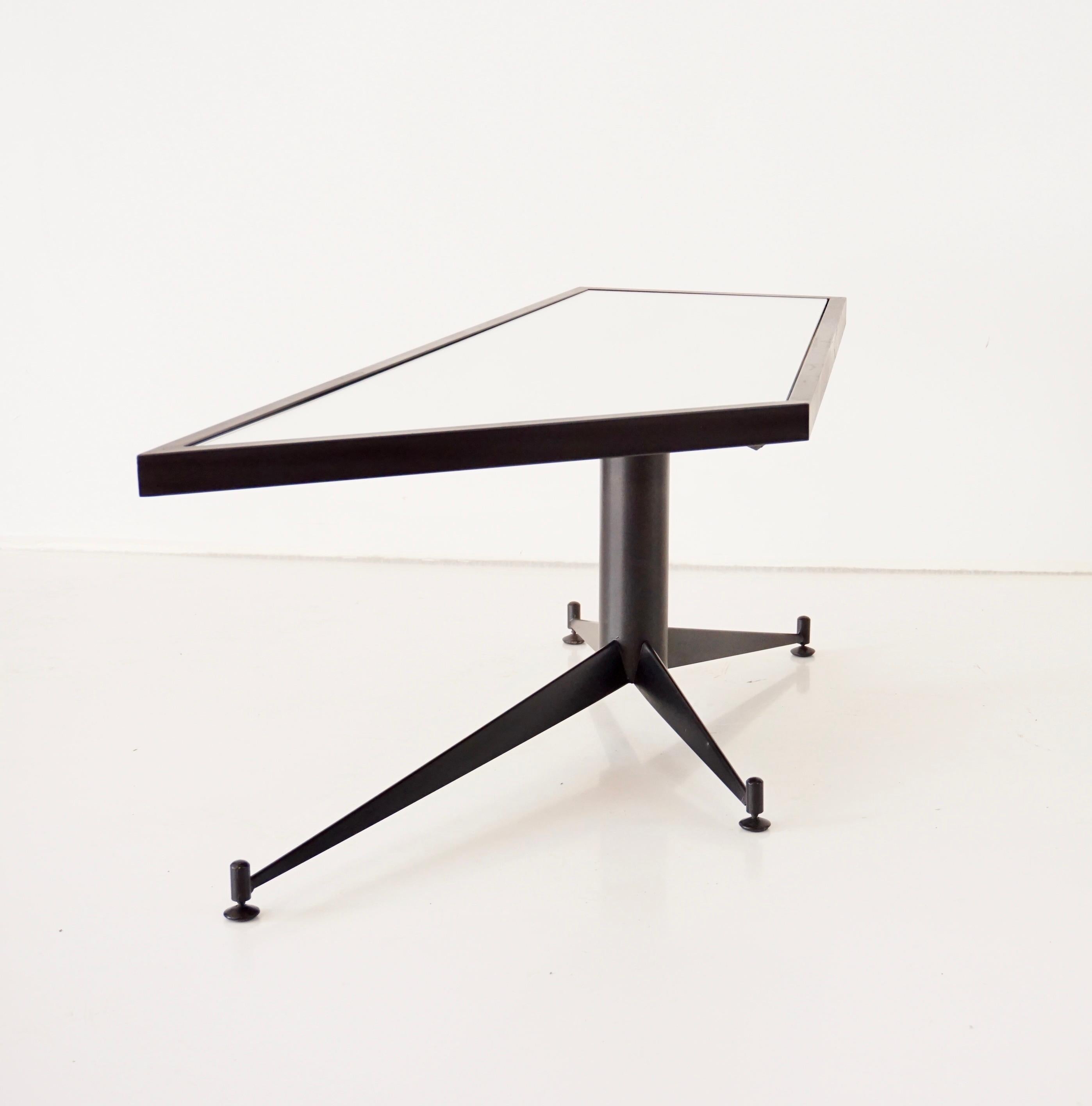 Mid-20th Century Gio Ponti Irregular, Asymmetrical Black Mirrored Low Coffee Table, RIMA 1955
