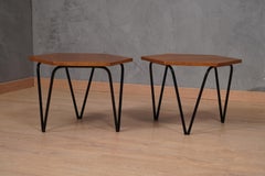 Gio Ponti ISA Manufacturing Hexagonal Wood and Iron Side Table, 1960
