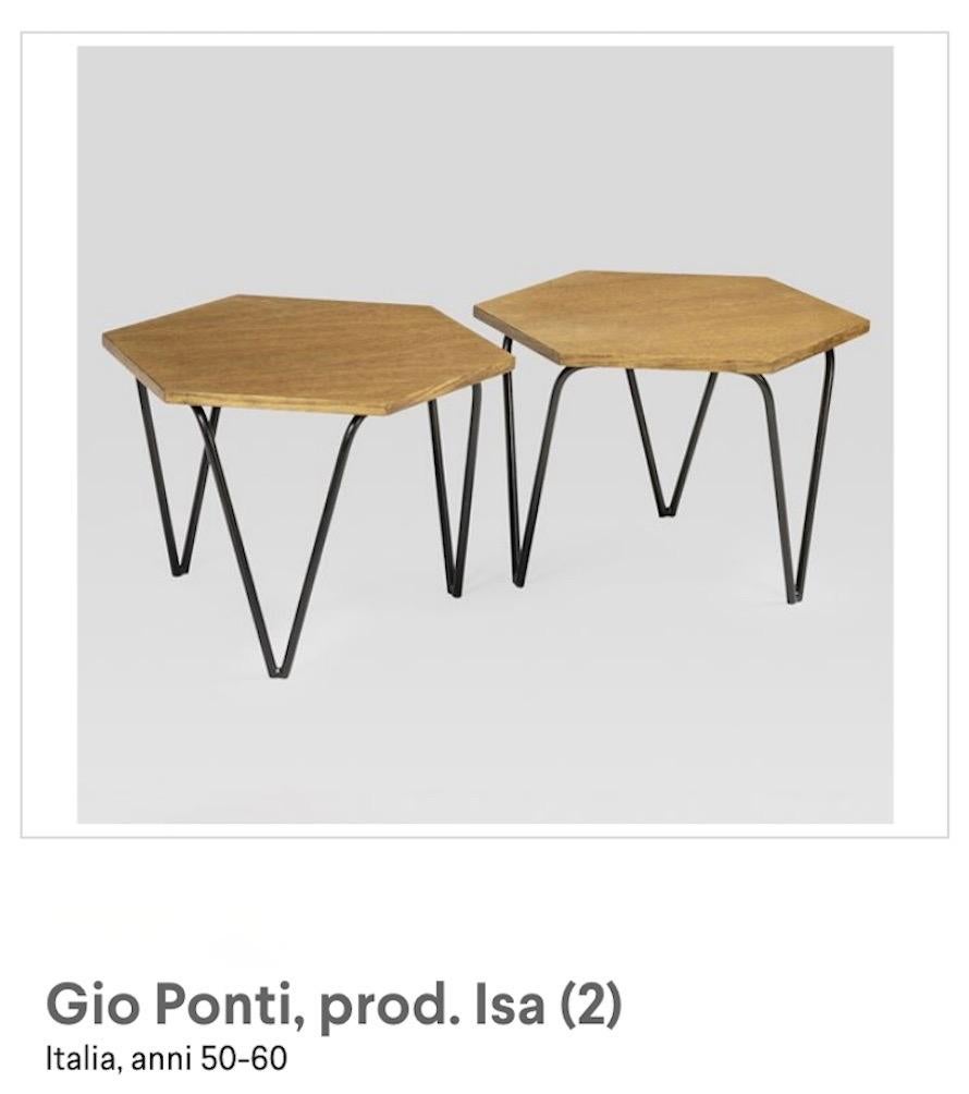 Sechseckiger Beistelltisch aus Holz und Eisen von Gio Ponti ISA, 1960 (Moderne der Mitte des Jahrhunderts) im Angebot