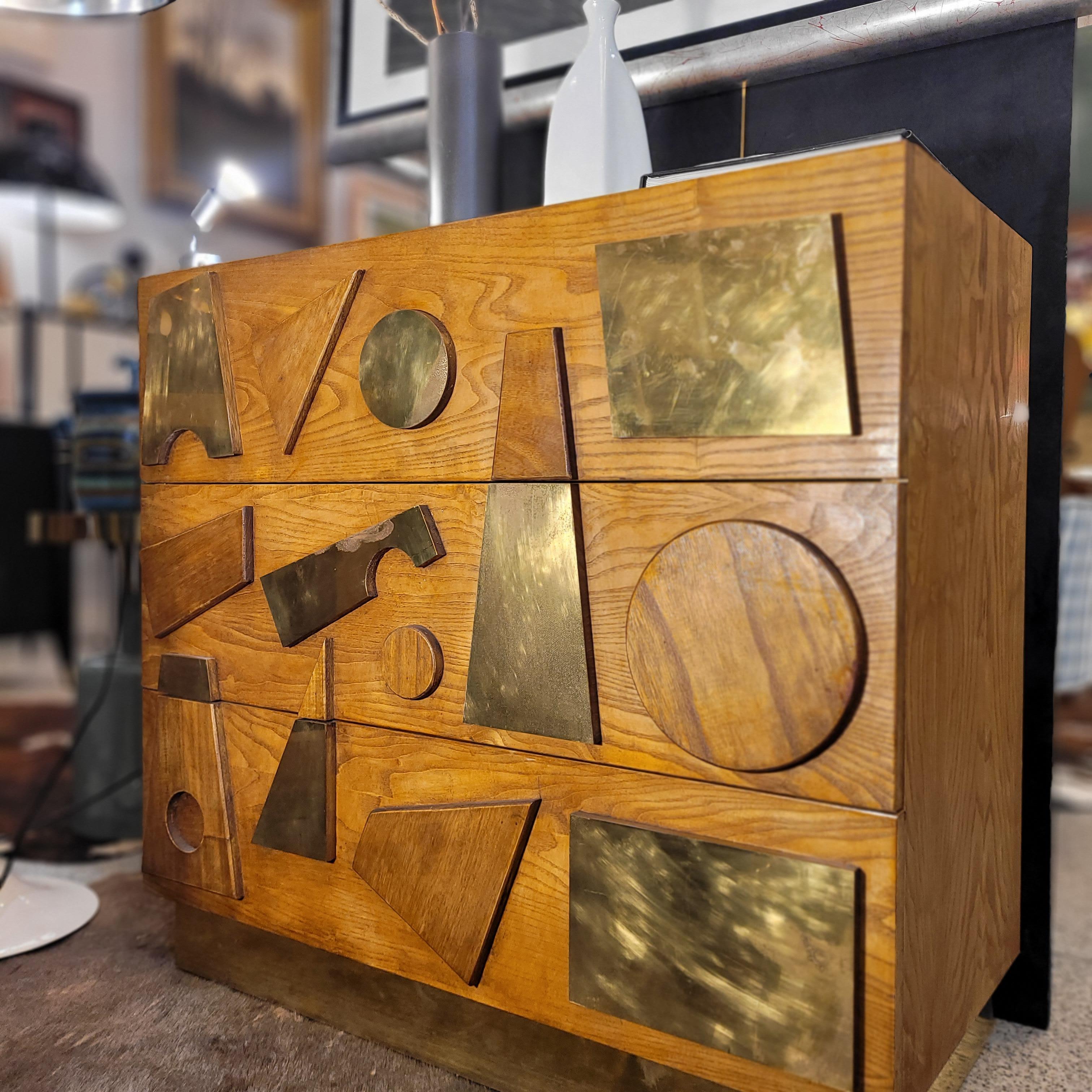Mid-Century Modern Gio Ponti Italian bronze wood Commode , Chest of drawers