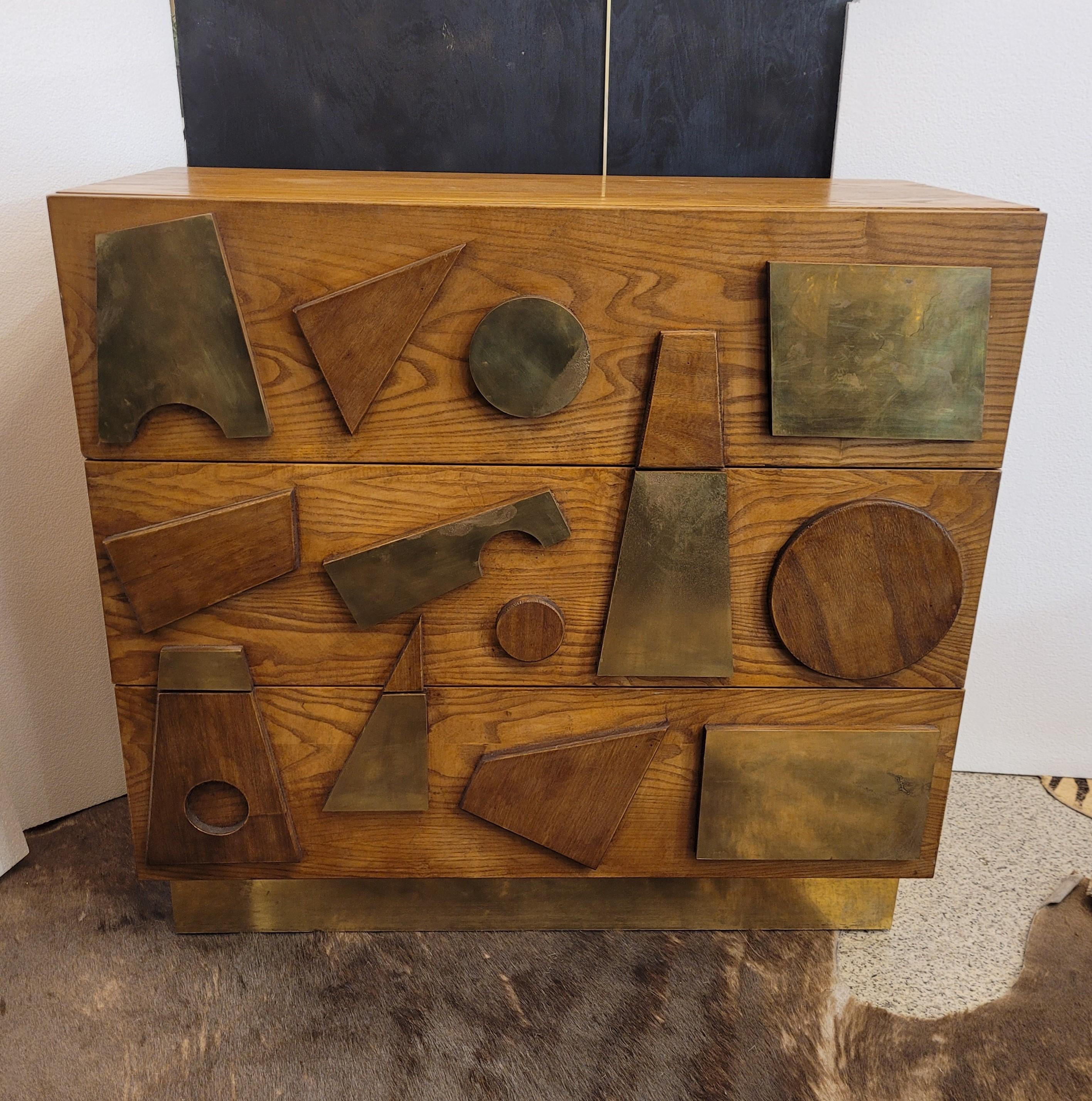 Late 20th Century Gio Ponti Italian bronze wood Commode , Chest of drawers