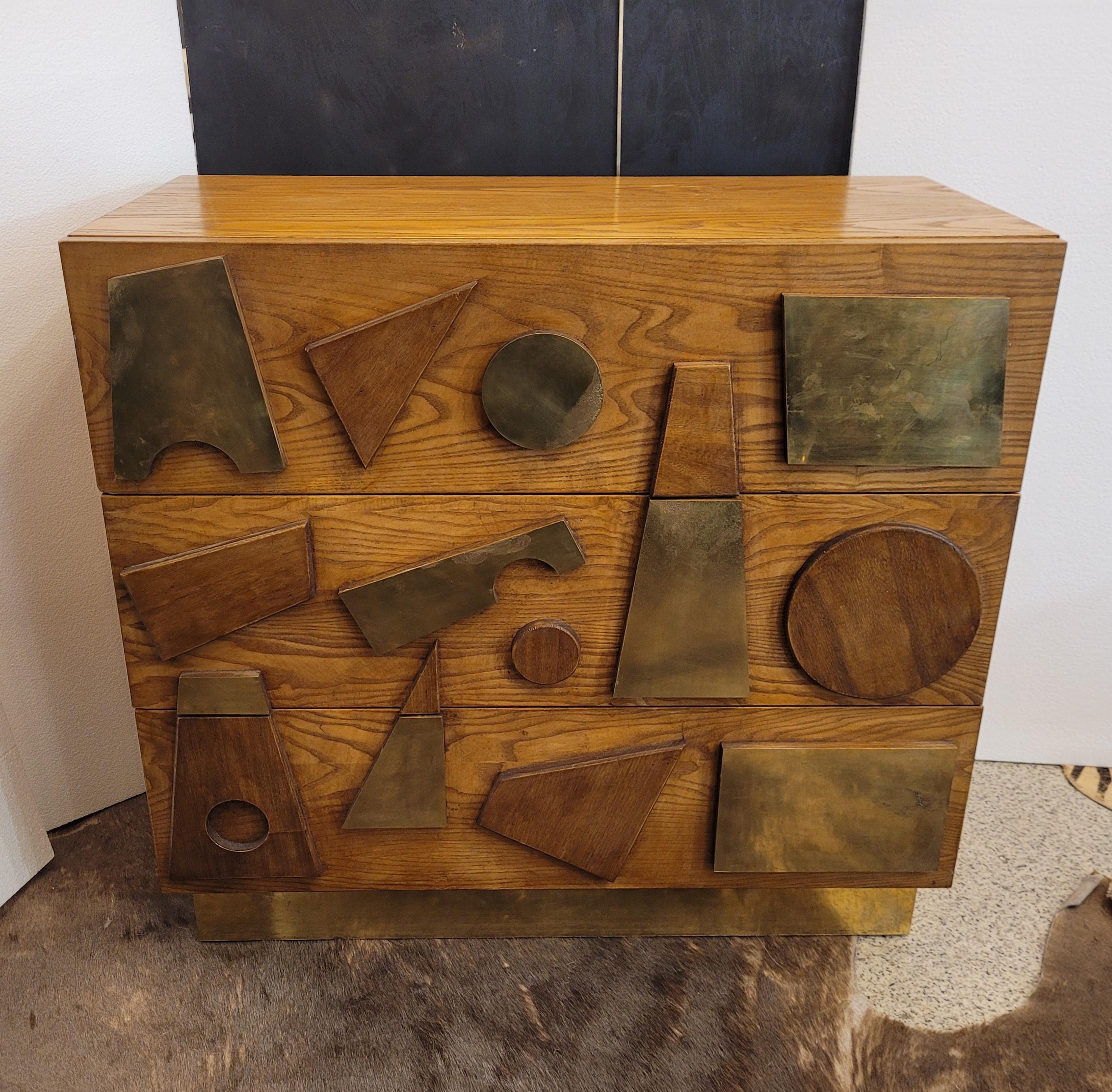 Bronze Gio Ponti Italian bronze wood Commode , Chest of drawers