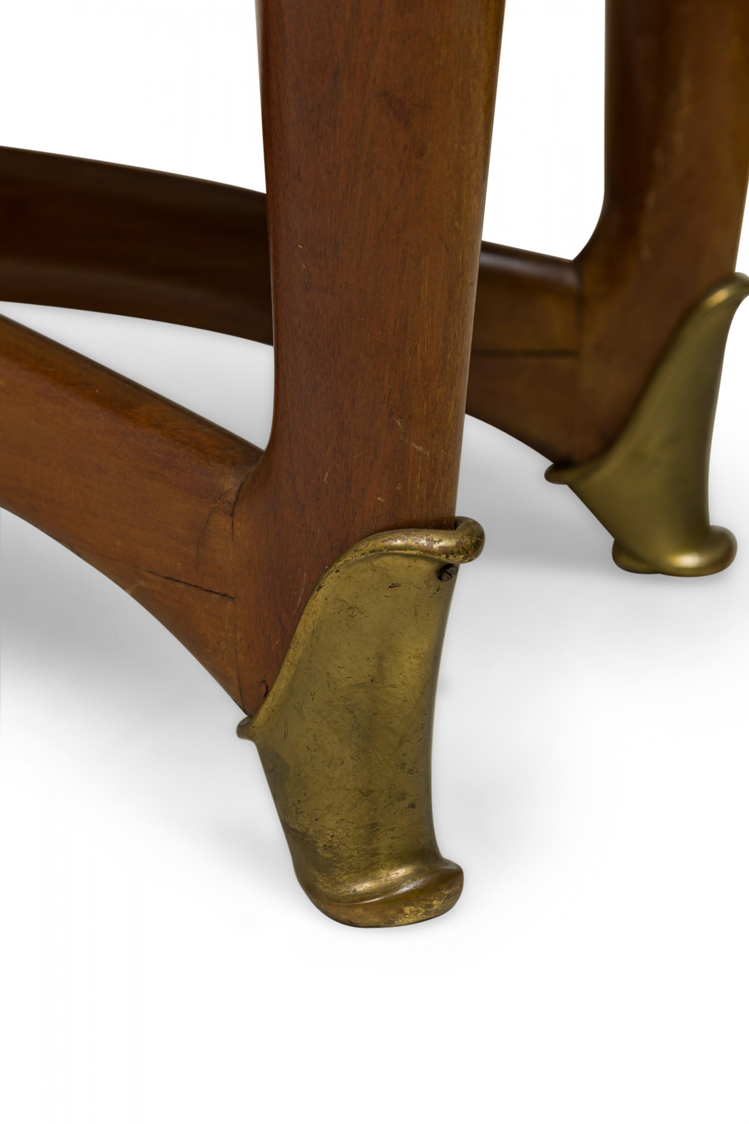 Gio Ponti Italian Mid-Century Modern Walnut and White Marble Low / Coffee Table (table basse / basse) Bon état - En vente à Queens, NY