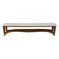 Gio Ponti Italian Mid-Century Modern Walnut and White Marble Low / Coffee Table (table basse / basse)