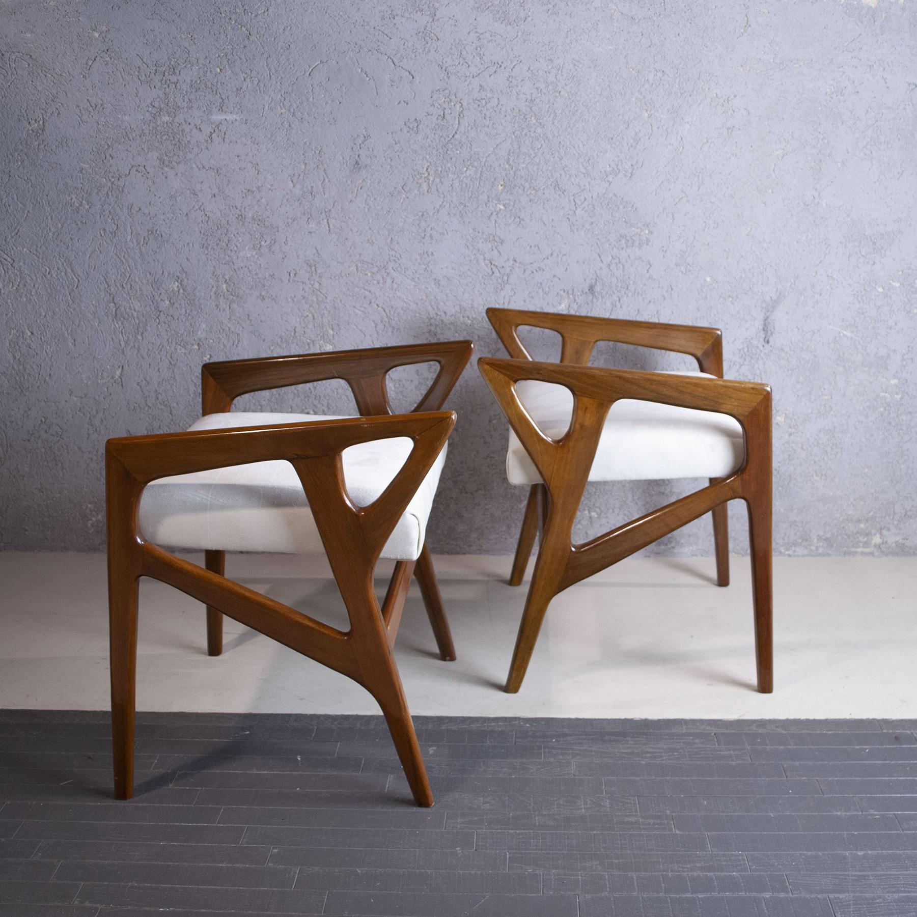 Gio Ponti italian midcentury pair of wooden stools 1950s for Cassina 1