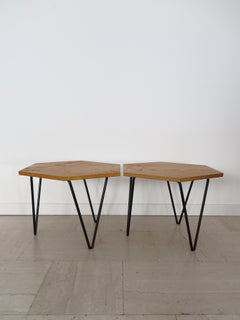 Gio Ponti Italian Midcentyry Wood Metal Coffe Tables for Isa, Italy 1950s