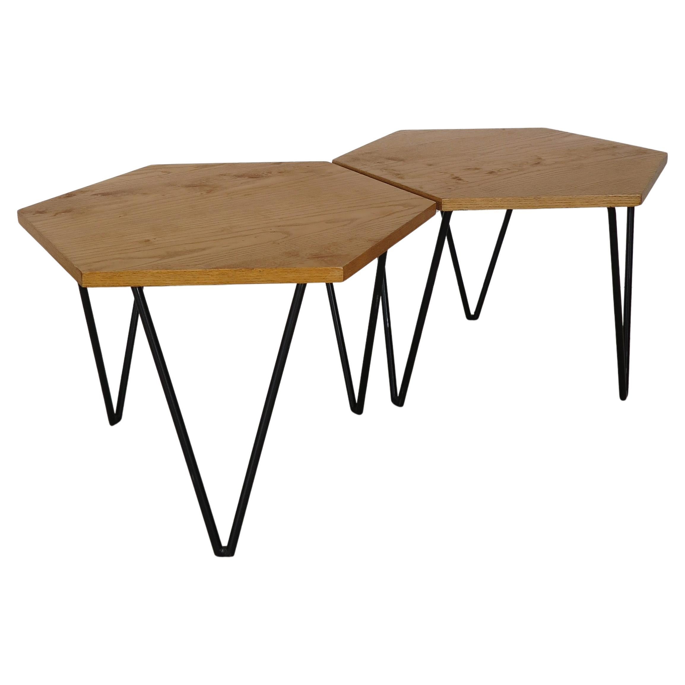 Gio Ponti Italian Midcentyry Wood Metal Coffe Tables for Isa, Italy 1950s