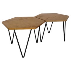 Gio Ponti Italian Midcentyry Wood Metal Coffe Tables for Isa, Italy 1950s