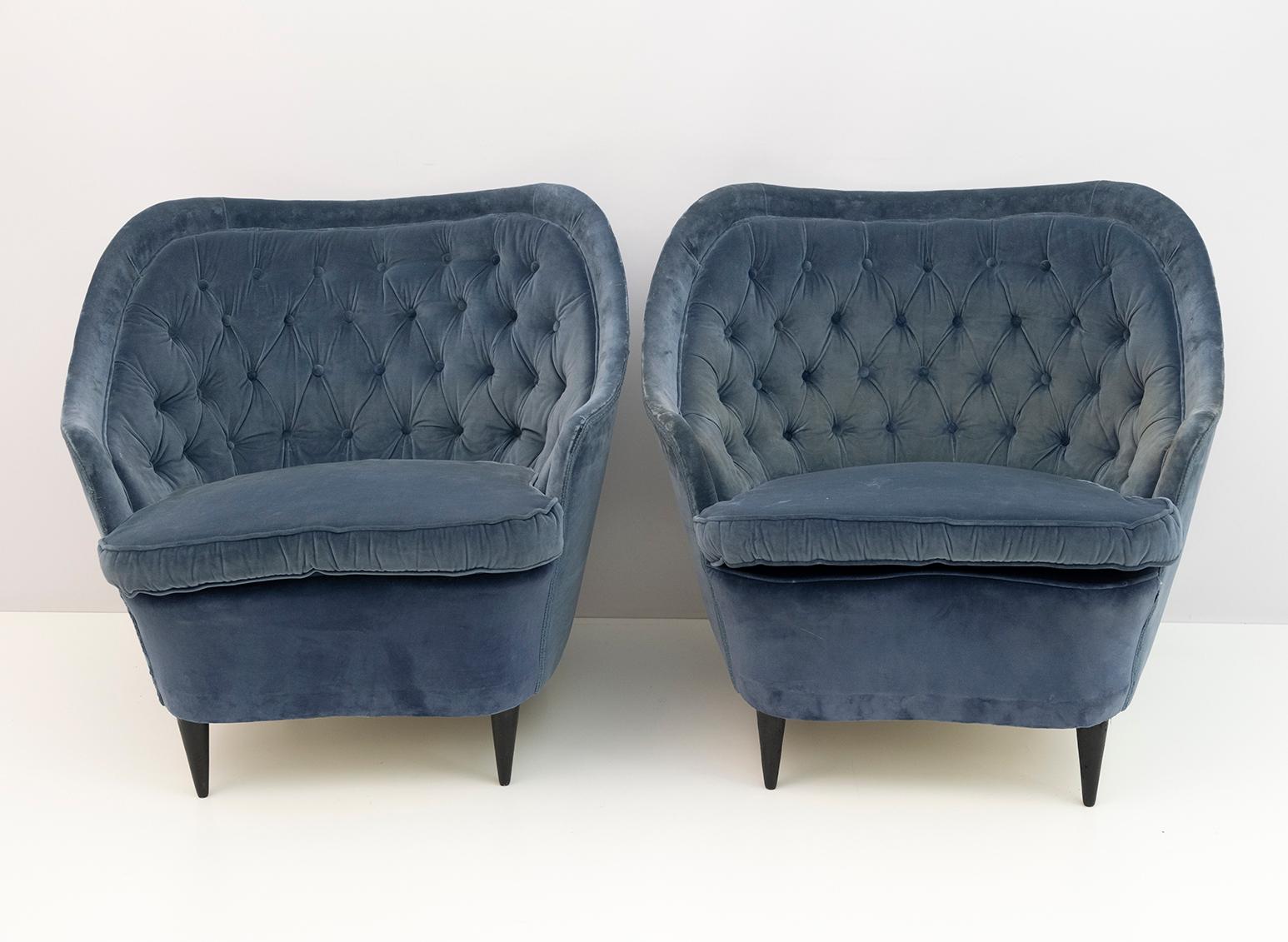 Mid-Century Modern Gio Ponti Italian Pair of Curved Armchairs and Sofa for Casa E Giardino, 1930s