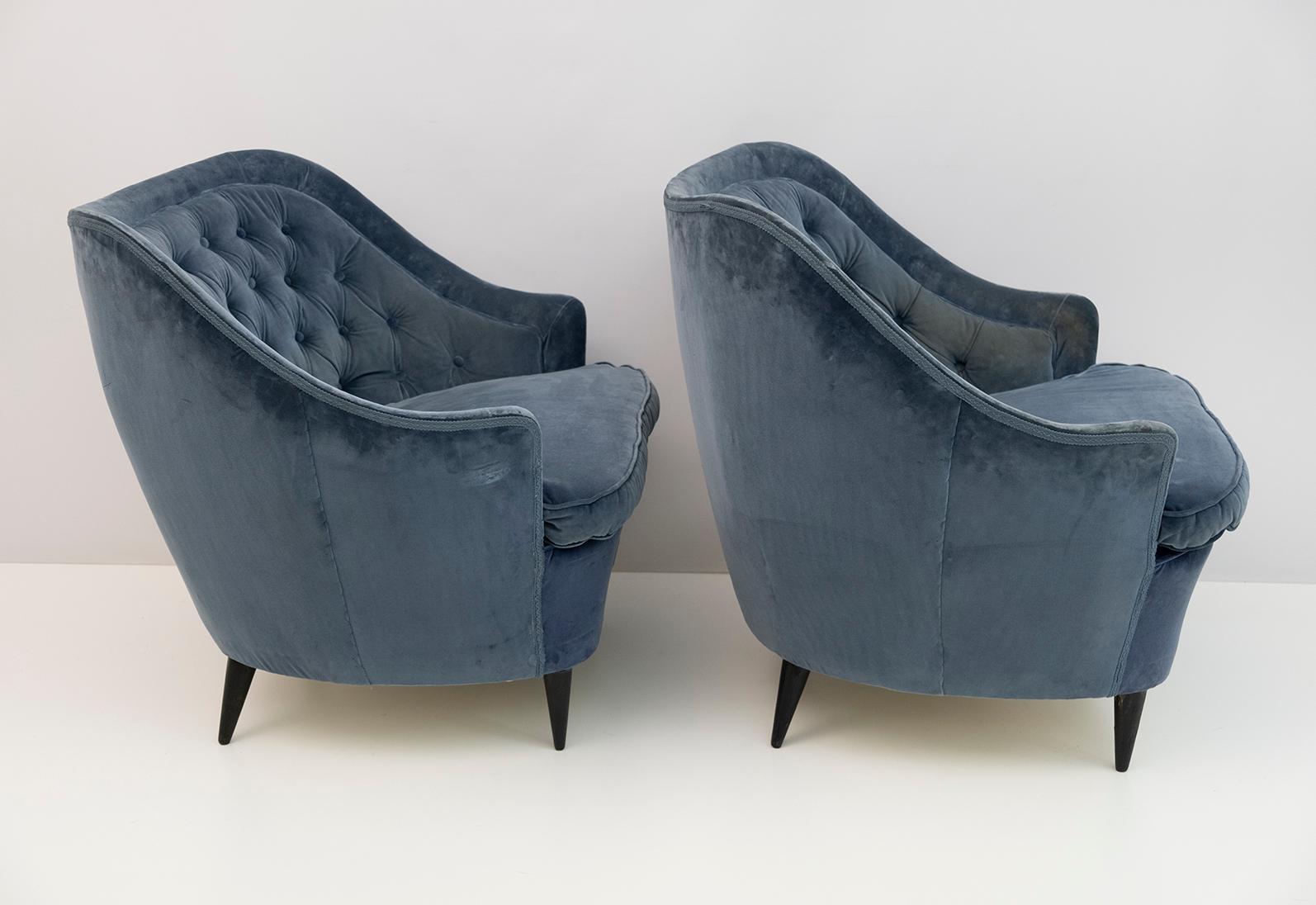 Gio Ponti Italian Pair of Curved Armchairs and Sofa for Casa E Giardino, 1930s 2